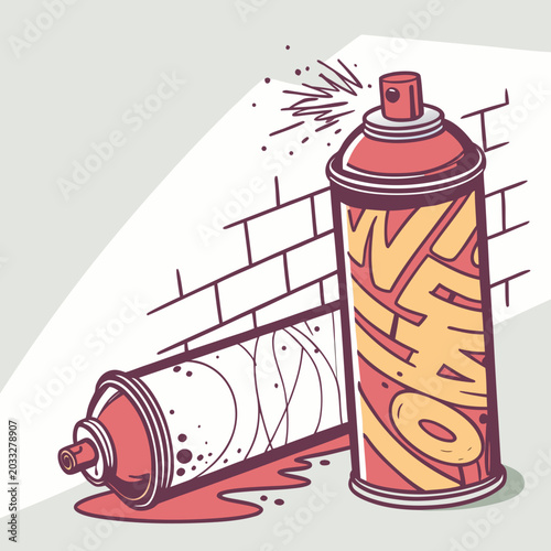 Konstfotografi Aerosol paint spray cans with graffiti tagging concept illustration graffiti cre
