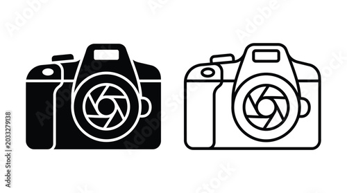 Fotografija Dslr Camera Silhouette In Black And White Graphic Design