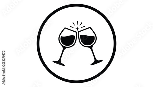 Foto Two wine glasses clinking together in celebration icon design