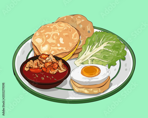 Obraz na plátně Classic Indonesian delicacy package crafted with care featuring balanced nutriti