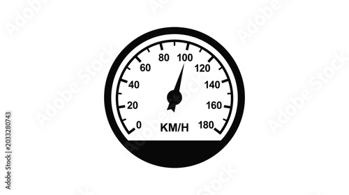 Quadro su tela Speedometer Silhouette On White Background Kilometer Per Hour Scale