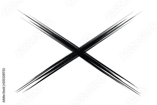 Photos Grunge style brush stroke black cross mark sign icon texture on white background