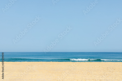 Minimal summer beach background mockup template with ocean horizon design resource
