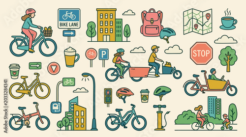 People Riding Bicycles in Urban Setting.