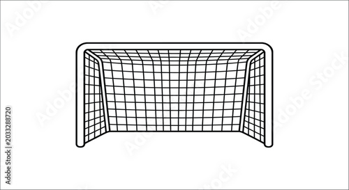 Photography Soccer Goal Silhouette On White Background Linear Illustration football net