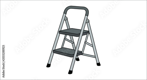 Foto Folding stepladder illustration on a white background simple linear style