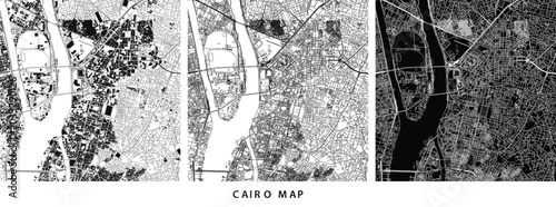 Cuadro en lienzo Cairo City Map Art Vector