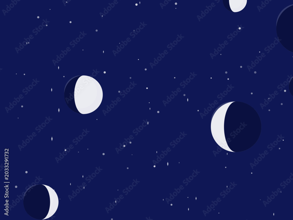 Naklejka premium Moon Phase Pattern Night Sky Astrology Background