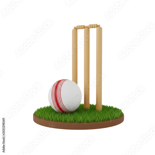 Baseball stump with ball on green artificial turf