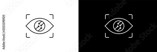 smart lens outline icons in ai and tech category. White and Black style linear smart lens icon