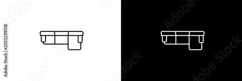 corner sofa  outline icons in furniture category. White and Black style linear corner sofa  icon