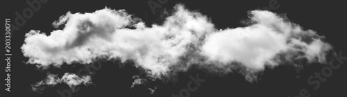 Fotografía Long white cloud isolated on dark background isolated on transparent background