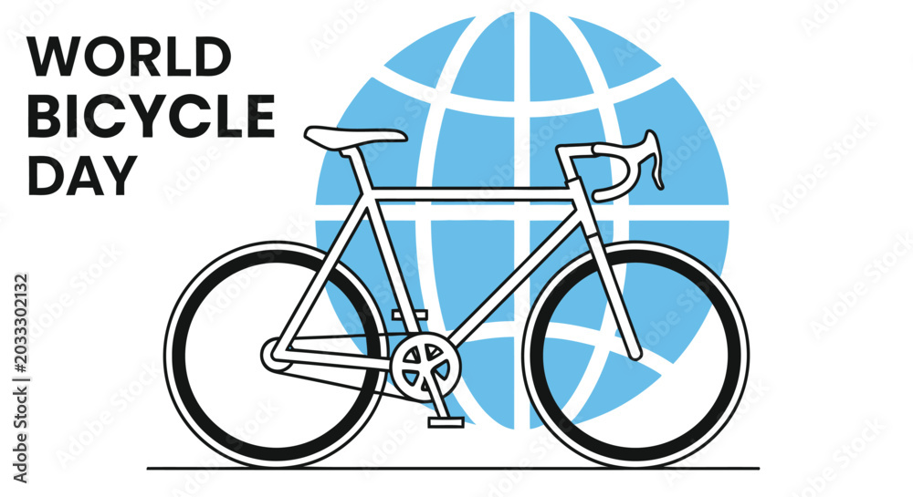 Fototapeta premium Bicycle and world globe illustration for world bicycle day high quality