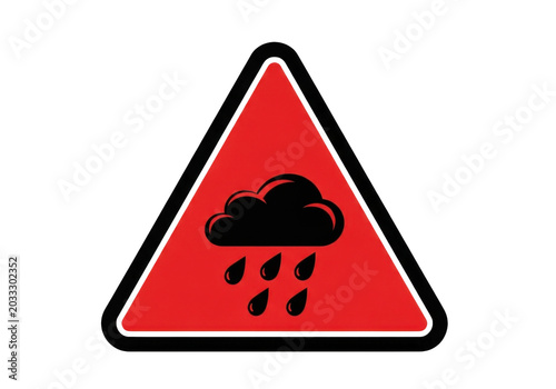 Warning sign with falling rock hazard symbol