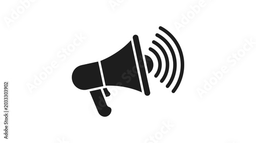 Tableau sur toile Megaphone Silhouette On White Background Communication Symbol