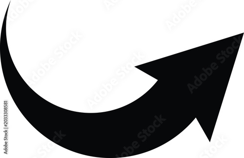 Bild auf Leinwand Black curved arrow pointing to the right on a white background simple graphic de
