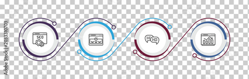 Tableau sur toile outline search engine optimization icons set - seo and web, domain registration, speech bubbles, graphic