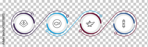 Canvastavla outline religion icons set - mantle, inclined fish, arabian magic lamp, mezuzah