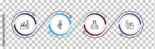 Cuadro en lienzo outline people icons set - vet with cat, man with company, arab woman, criminal heist