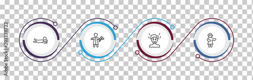 Slika na platnu outline people icons set - lying person reading, judge with hammer, surprised man, napoleon figure