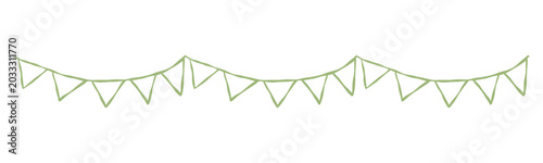 Hand drawn party bunting banner isolated on white background. Festive decorative garland for celebrations.