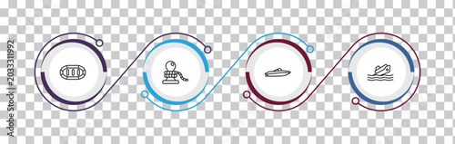 Tablou pe pânză outline nautical icons set - rubber raft, rope tied, speedboat, capsizing