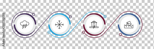 Foto outline meteorology icons set - thunder cloud, winter, earthquake and home, landslide and house