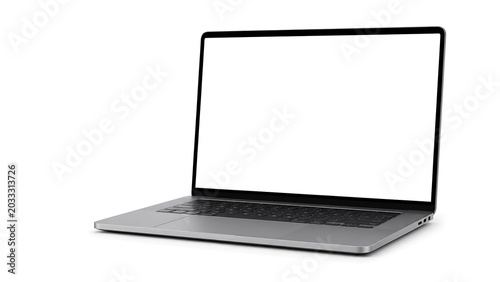 Modern Silver Laptop Mockup Isolated on White Background