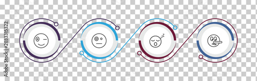 Quadro su tela outline emoji icons set - wink emoji, sceptic emoji, sleep liar editable vector