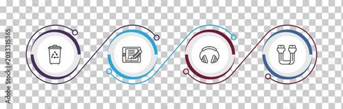 Tableau sur toile outline electronic devices icons set - trash compactor, electronic, earphones, sata