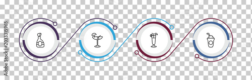 Obraz na płótnie outline drinks icons set - cognac, pink rose, sex on the beach, frappuccino