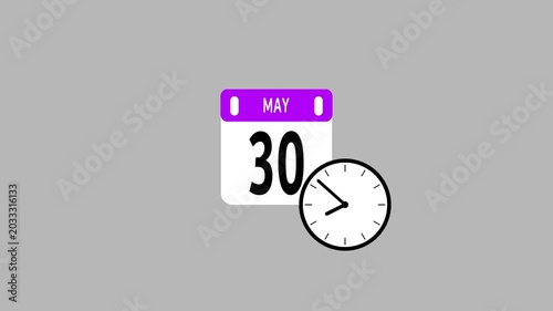 Animated Calendar Icon Showing May 30, Month and Date Motion Graphic
