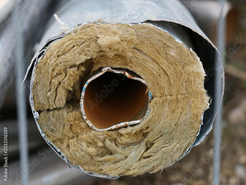 Rock wool pipe sleeve, insulation, cross-section