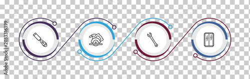 Schilderij op canvas outline construction and tools icons set - chisel, circular saw, garage wrench, glass wall