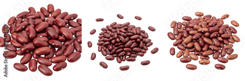 Obraz na płótnie Set and collection of raw dried red kidney beans heap organic legume grain harve