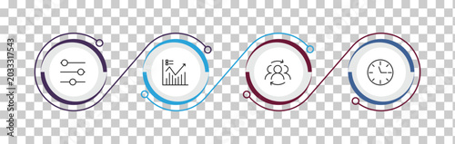 Foto outline blogger and influencer icons set - filter, statistics, community, clock
