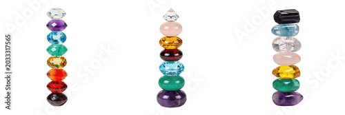 Canvas Print Set and collection of spiritual chakra stones healing crystals pile alignment ho