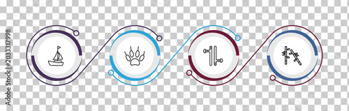 Foto outline asian icons set - sail, claw, tonfa, bamboo