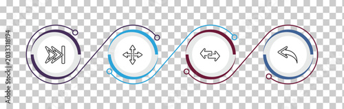 Photos outline arrows icons set - skip track, move, transfer, back