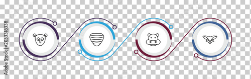 Quadro su tela outline animals icons set - philippine tarsier, clam, hippo, fennec fox