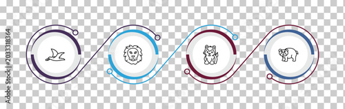 Photography outline animals icons set - albatross, lion, siberian husky, bear