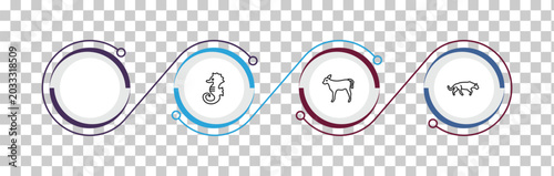 Photography outline animals icons set - hippopotamus, sea horse, calf, panther