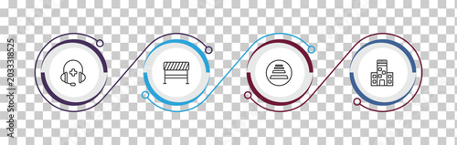 Tableau sur toile outline alert icons set - medical support, road blockade, zebra crossing, police station