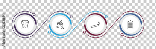 Photos outline alcohol icons set - cork, cheers, cigarette, order