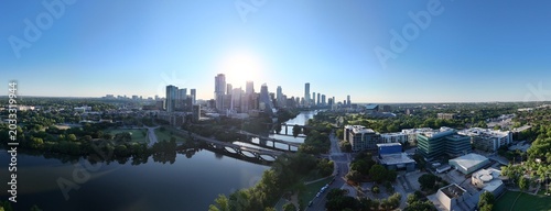 Downtown Austin Texas facing east looking over Ladybird Lake