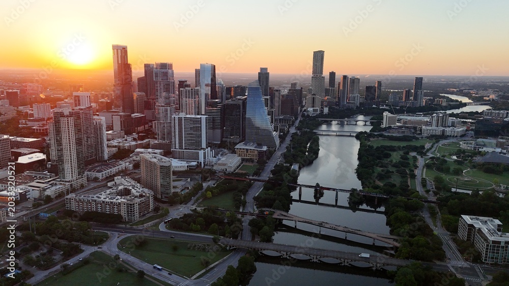 Fototapeta premium Elevated roads and highway bridges over lake