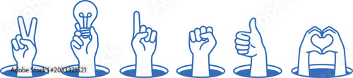 Set of hand gestures with different symbols and signs  various expressions and meanings