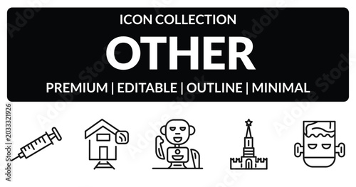 Quadro su tela outline other icons set - syrnge, smarthome, kremln, monster