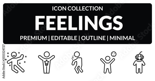 Foto outline feelings icons set - great human, special human, happy human, horrible e