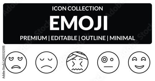 Foto outline emoji icons set - sad emoji, disappointed emoji, sceptic blushing editab